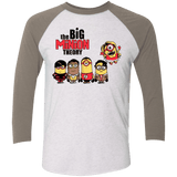 T-Shirts Heather White/Vintage Grey / X-Small THE BIG MINION THEORY Men's Triblend 3/4 Sleeve