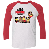 T-Shirts Heather White/Vintage Red / X-Small THE BIG MINION THEORY Men's Triblend 3/4 Sleeve