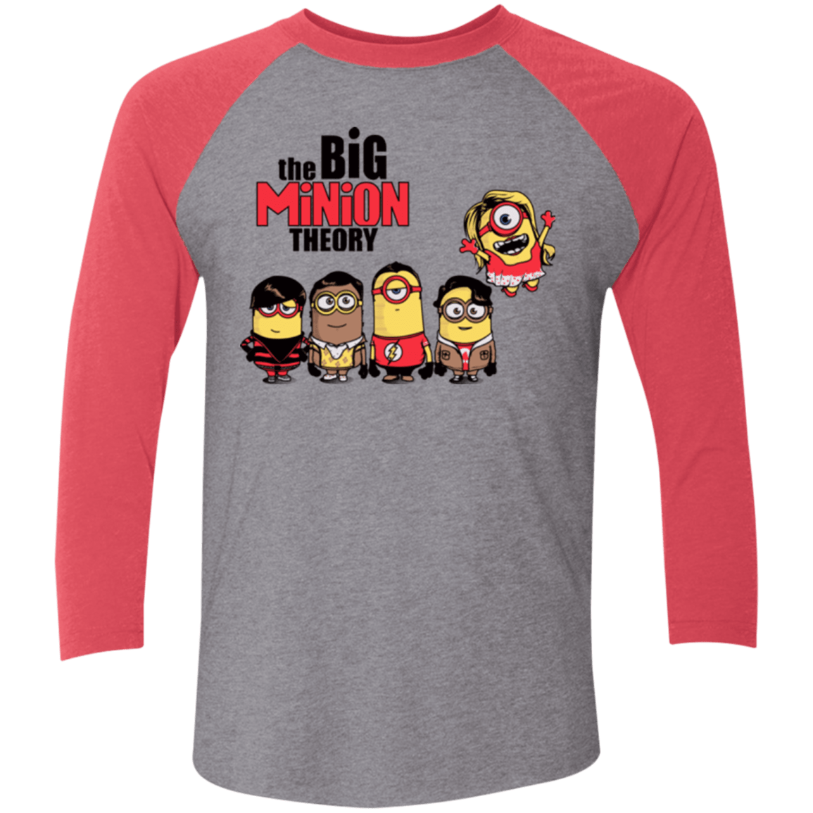 T-Shirts Premium Heather/ Vintage Red / X-Small THE BIG MINION THEORY Men's Triblend 3/4 Sleeve