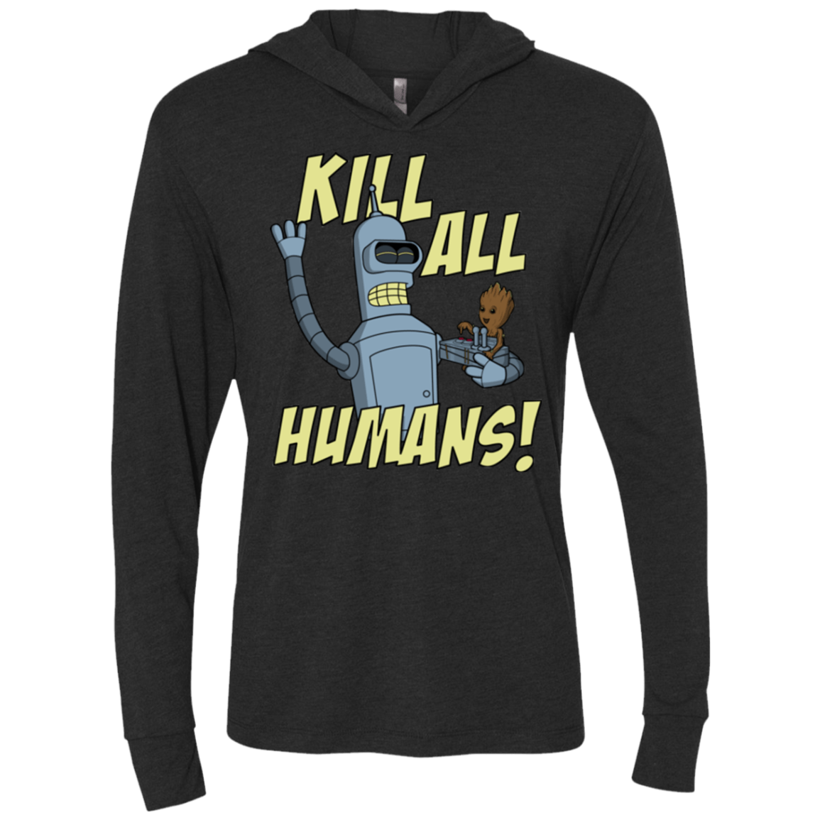 T-Shirts Vintage Black / X-Small The Button Friends Triblend Long Sleeve Hoodie Tee