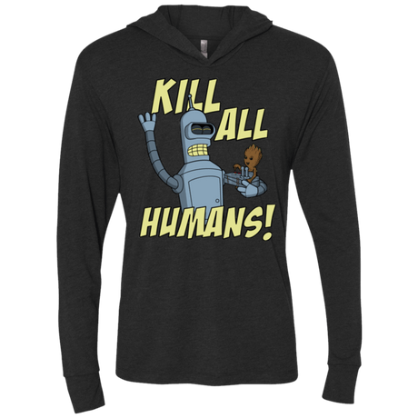 T-Shirts Vintage Black / X-Small The Button Friends Triblend Long Sleeve Hoodie Tee