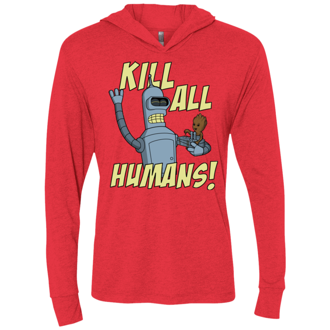 T-Shirts Vintage Red / X-Small The Button Friends Triblend Long Sleeve Hoodie Tee