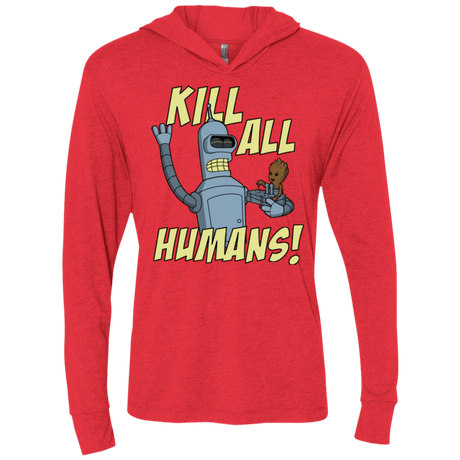 T-Shirts Vintage Red / X-Small The Button Friends Triblend Long Sleeve Hoodie Tee