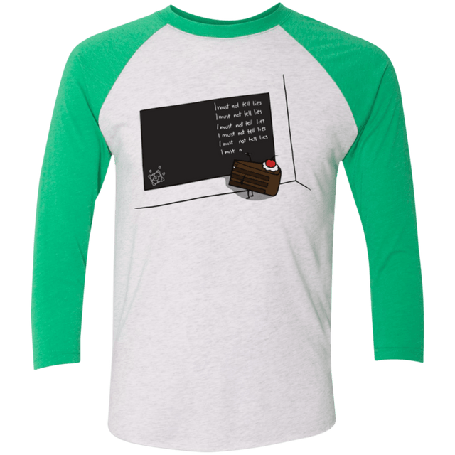 T-Shirts Heather White/Envy / X-Small The Cake is a Lie Men's Triblend 3/4 Sleeve