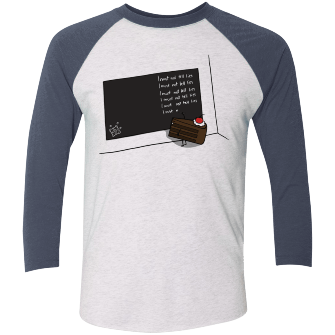 T-Shirts Heather White/Indigo / X-Small The Cake is a Lie Men's Triblend 3/4 Sleeve