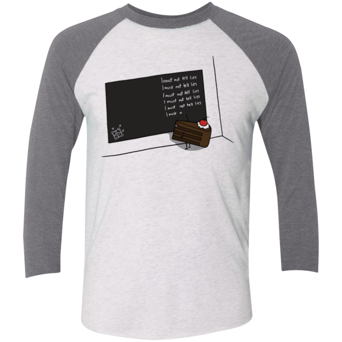 T-Shirts Heather White/Premium Heather / X-Small The Cake is a Lie Men's Triblend 3/4 Sleeve