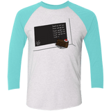 T-Shirts Heather White/Tahiti Blue / X-Small The Cake is a Lie Men's Triblend 3/4 Sleeve