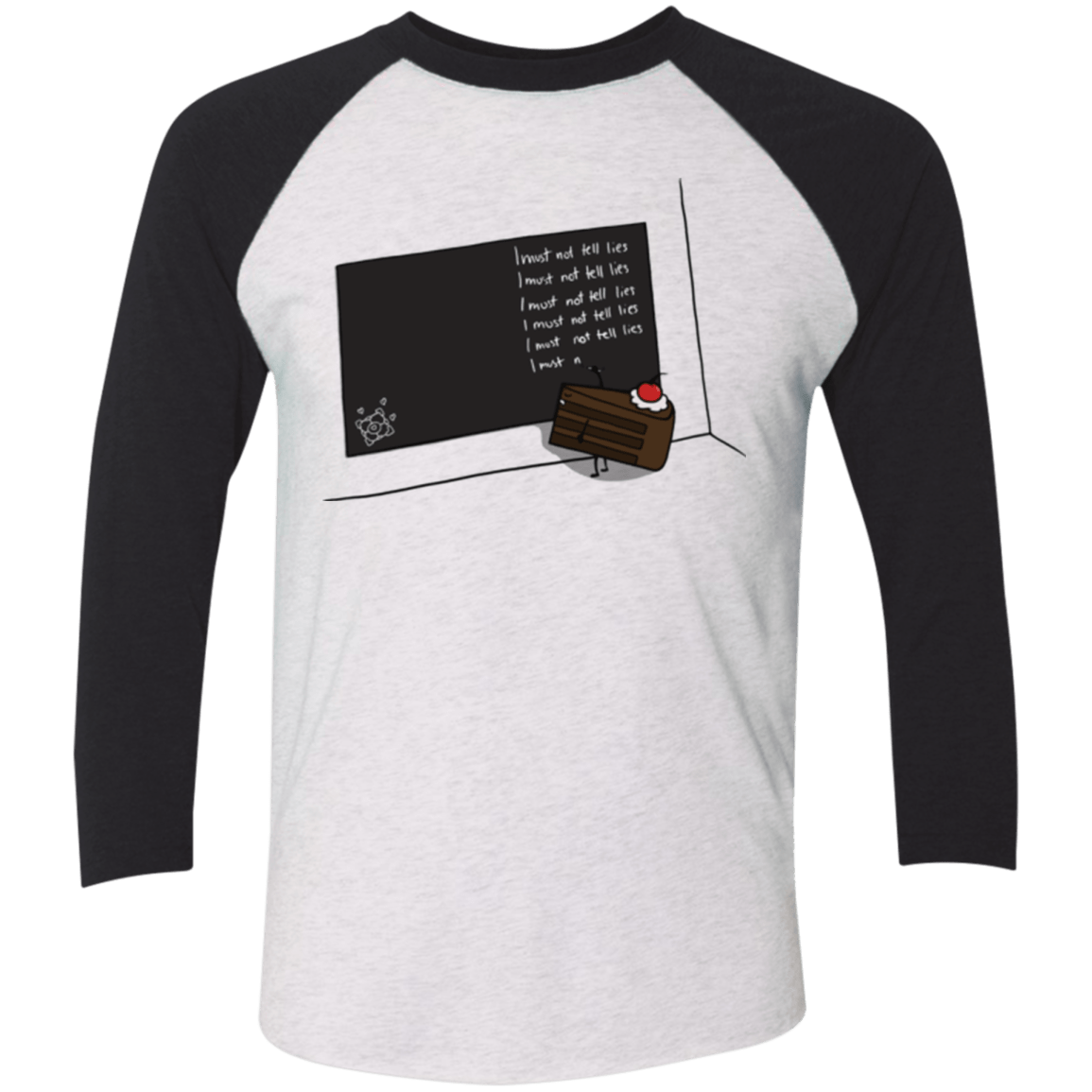 T-Shirts Heather White/Vintage Black / X-Small The Cake is a Lie Men's Triblend 3/4 Sleeve