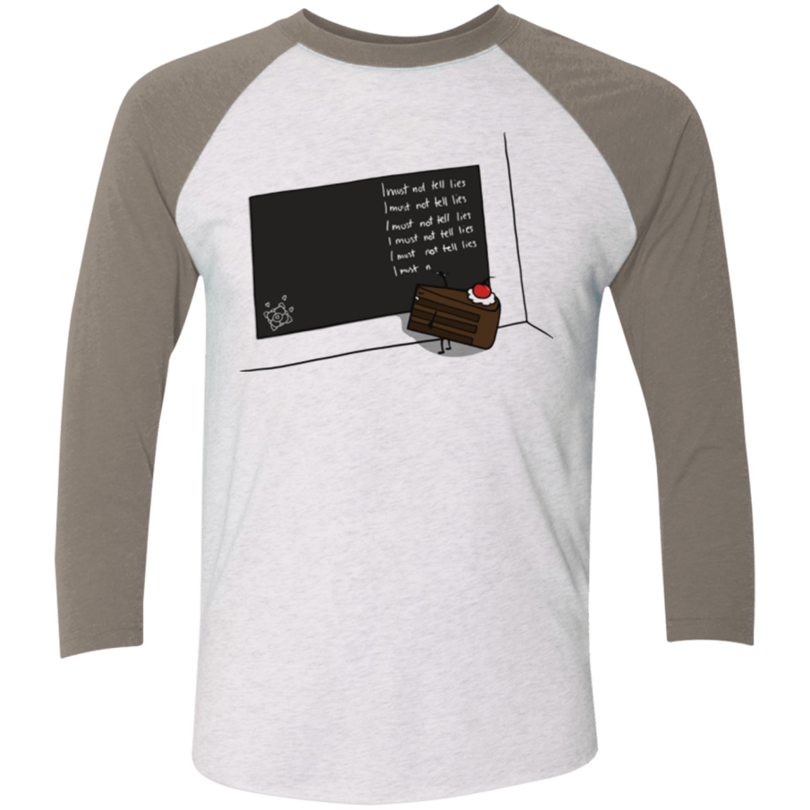 T-Shirts Heather White/Vintage Grey / X-Small The Cake is a Lie Men's Triblend 3/4 Sleeve