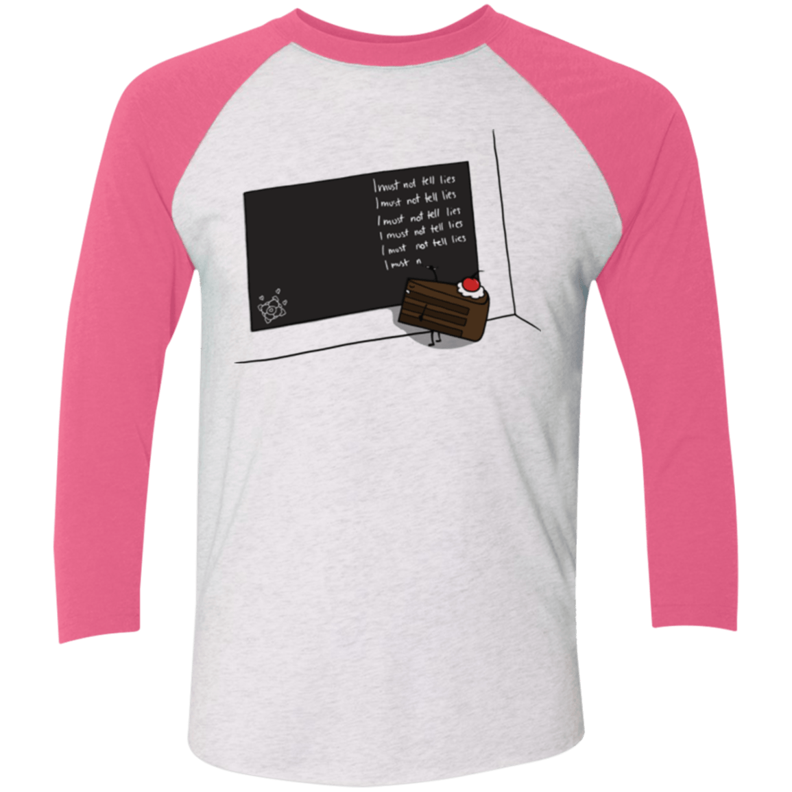 T-Shirts Heather White/Vintage Pink / X-Small The Cake is a Lie Men's Triblend 3/4 Sleeve