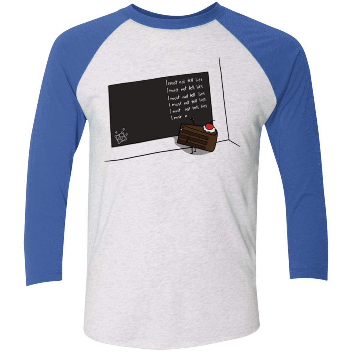 T-Shirts Heather White/Vintage Royal / X-Small The Cake is a Lie Men's Triblend 3/4 Sleeve