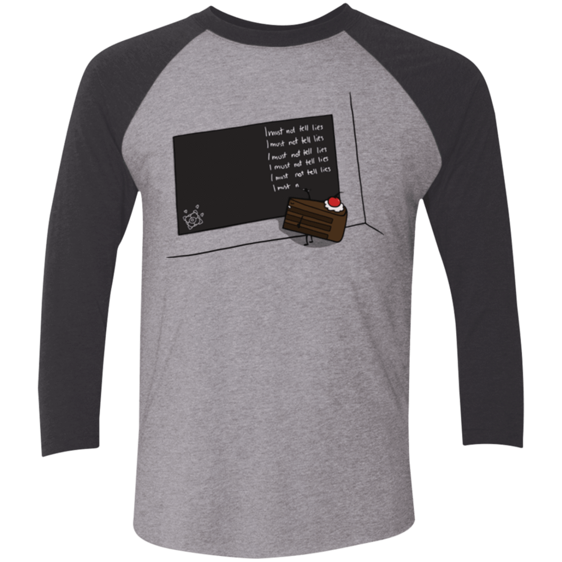 T-Shirts Premium Heather/ Vintage Black / X-Small The Cake is a Lie Men's Triblend 3/4 Sleeve