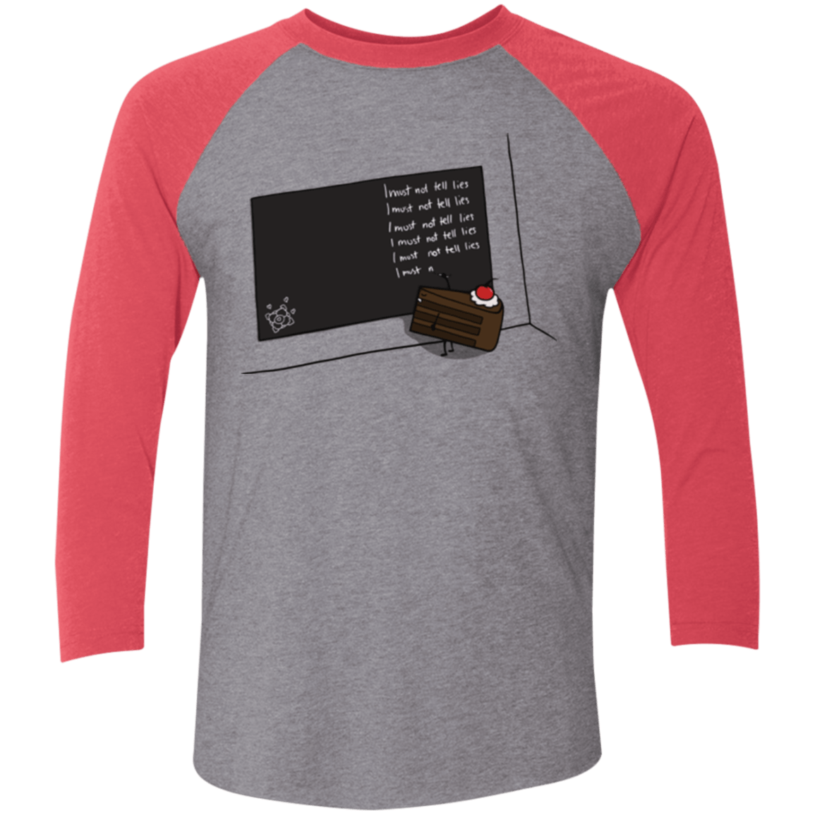 T-Shirts Premium Heather/ Vintage Red / X-Small The Cake is a Lie Men's Triblend 3/4 Sleeve