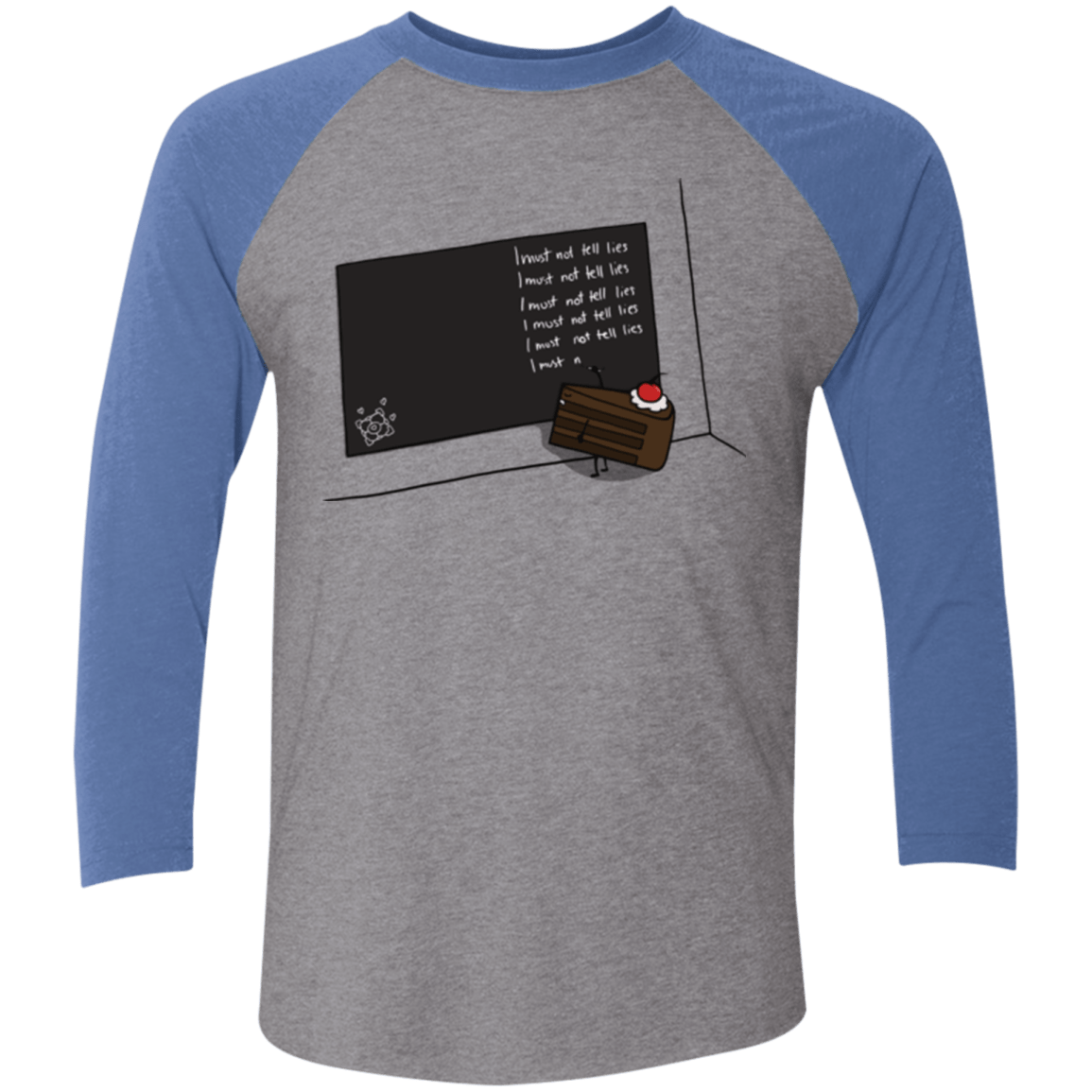 T-Shirts Premium Heather/ Vintage Royal / X-Small The Cake is a Lie Men's Triblend 3/4 Sleeve