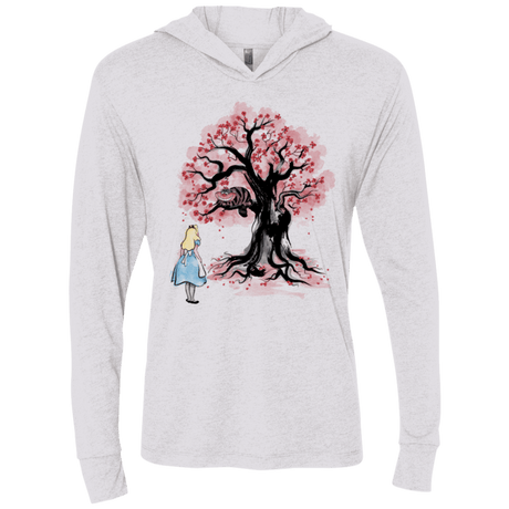 T-Shirts Heather White / X-Small The Cheshire's tree Sumi-e Triblend Long Sleeve Hoodie Tee