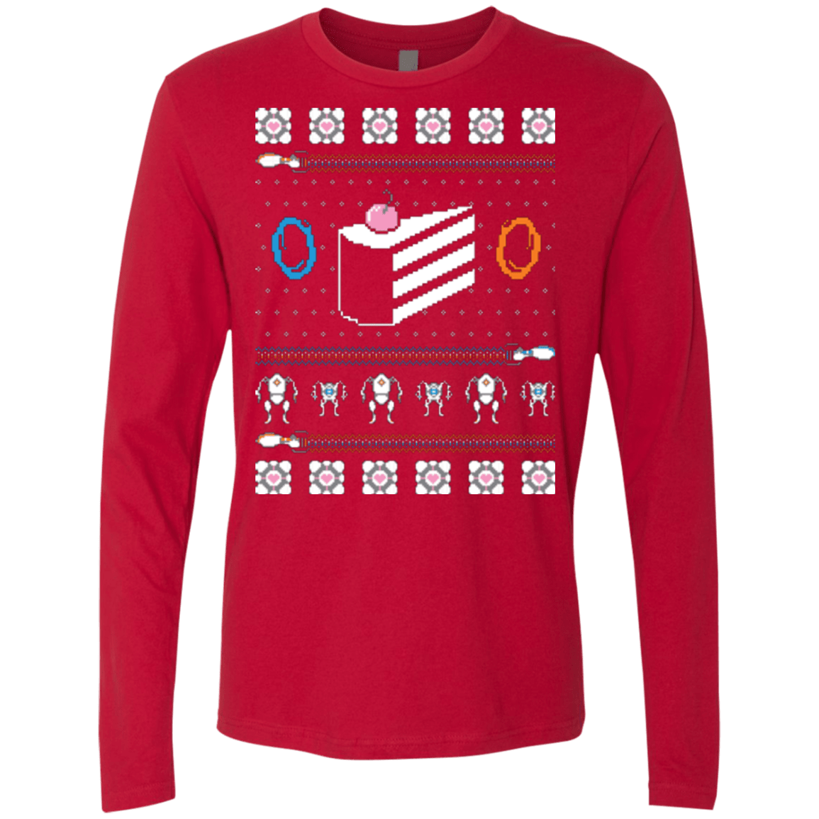 T-Shirts Red / Small The Christmas Cake Is A Lie Men's Premium Long Sleeve
