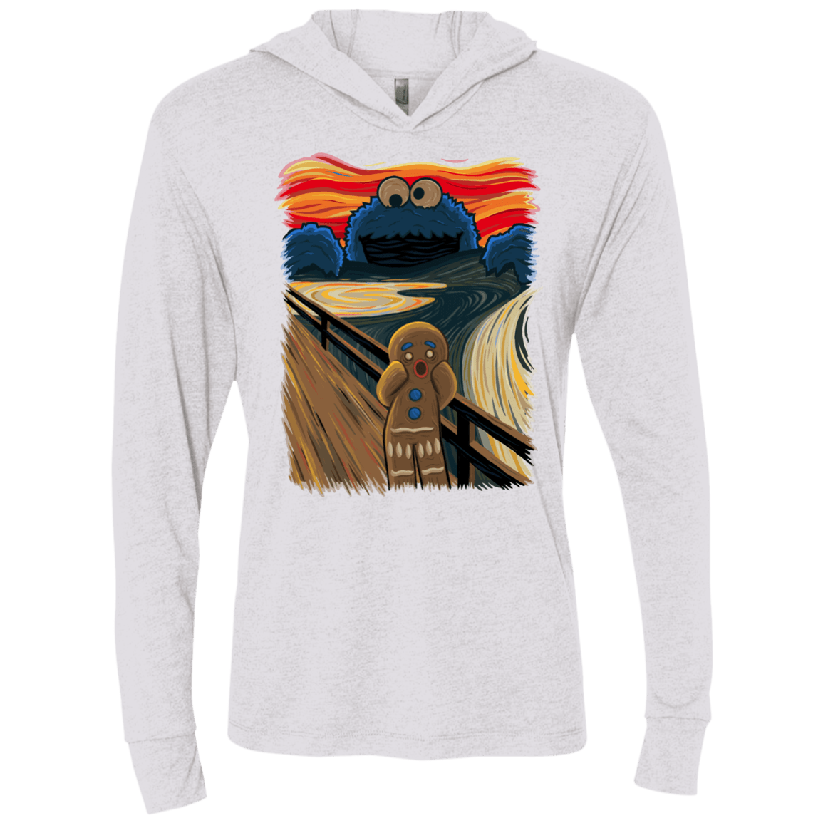 T-Shirts Heather White / X-Small The Cookie Muncher Triblend Long Sleeve Hoodie Tee