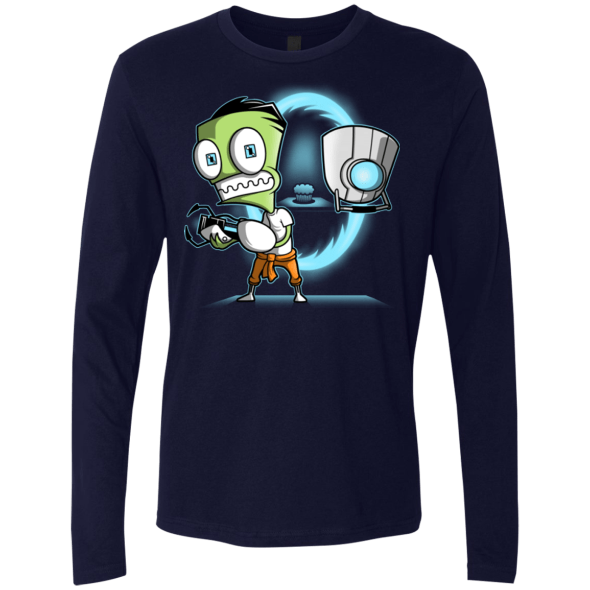 T-Shirts Midnight Navy / Small THE CUPCAKE IS A LIE Men's Premium Long Sleeve