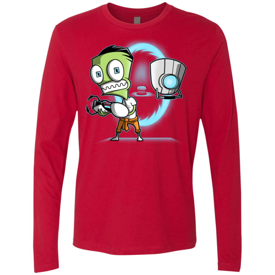 T-Shirts Red / Small THE CUPCAKE IS A LIE Men's Premium Long Sleeve