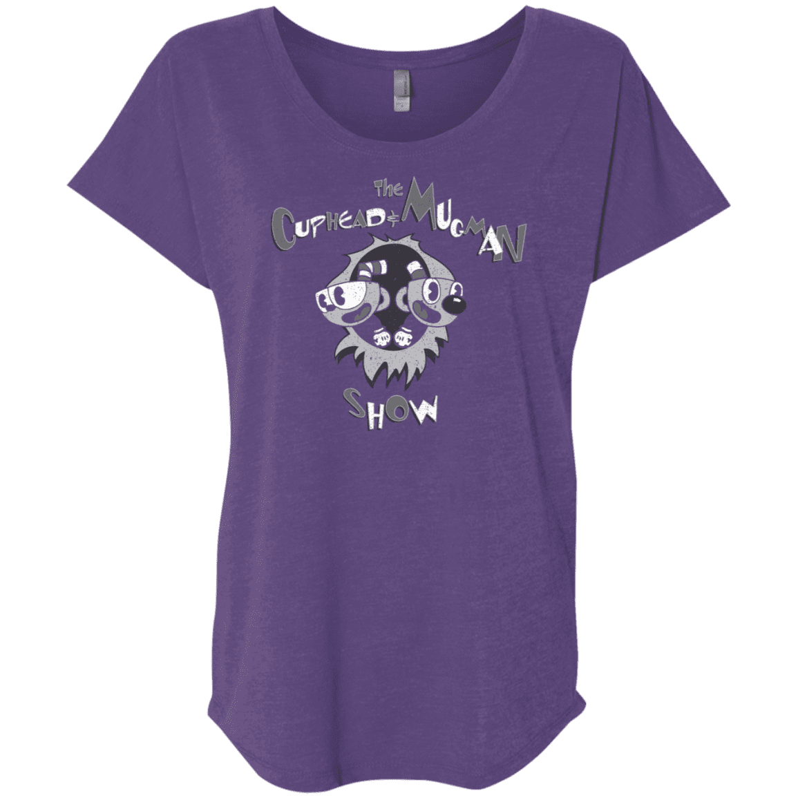 T-Shirts Purple Rush / X-Small The Cuphead & Mugman Show Triblend Dolman Sleeve