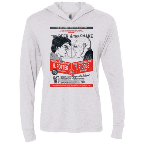 T-Shirts Heather White / X-Small The Deer vs The Snake Triblend Long Sleeve Hoodie Tee