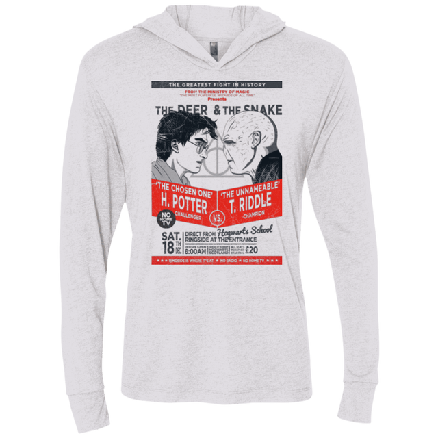 T-Shirts Heather White / X-Small The Deer vs The Snake Triblend Long Sleeve Hoodie Tee