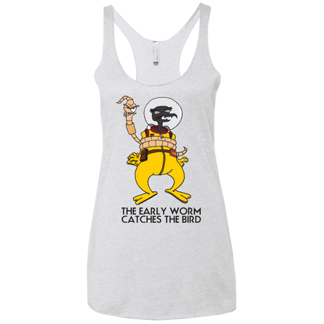 T-Shirts Heather White / X-Small The Early Worm Catches The Bird Women's Triblend Racerback Tank