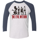 T-Shirts Heather White/Indigo / X-Small The Evil Within Men's Triblend 3/4 Sleeve