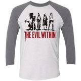 T-Shirts Heather White/Premium Heather / X-Small The Evil Within Men's Triblend 3/4 Sleeve