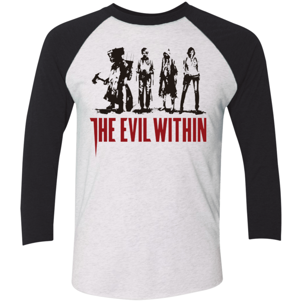 T-Shirts Heather White/Vintage Black / X-Small The Evil Within Men's Triblend 3/4 Sleeve