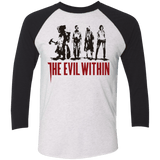 T-Shirts Heather White/Vintage Black / X-Small The Evil Within Men's Triblend 3/4 Sleeve