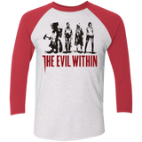 T-Shirts Heather White/Vintage Red / X-Small The Evil Within Men's Triblend 3/4 Sleeve