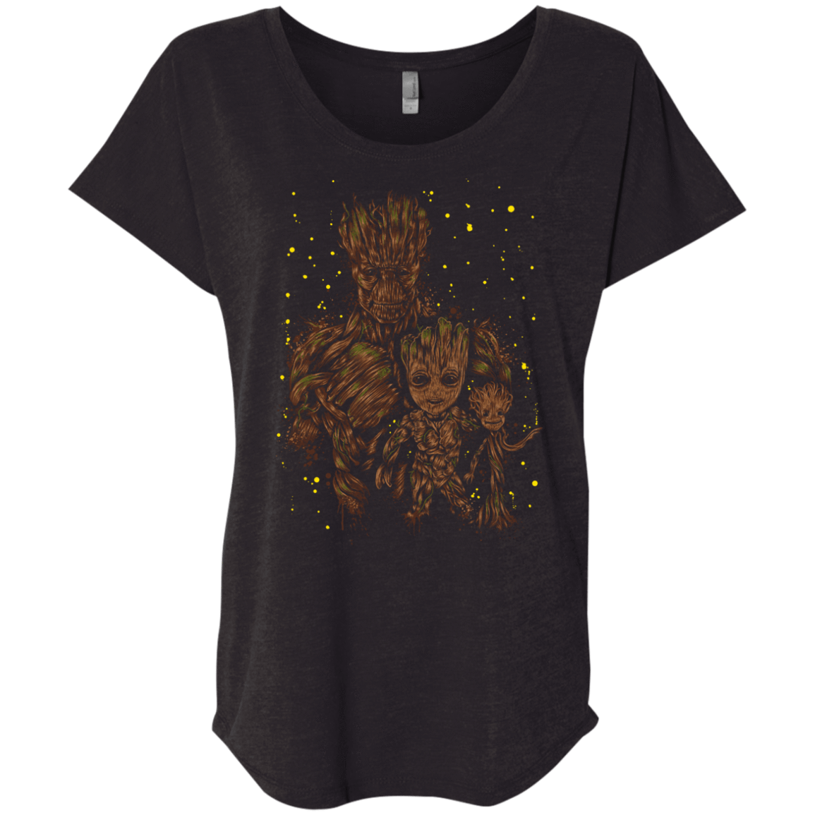T-Shirts Vintage Black / X-Small The evolution of Groot Triblend Dolman Sleeve