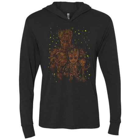 T-Shirts Vintage Black / X-Small The evolution of Groot Triblend Long Sleeve Hoodie Tee