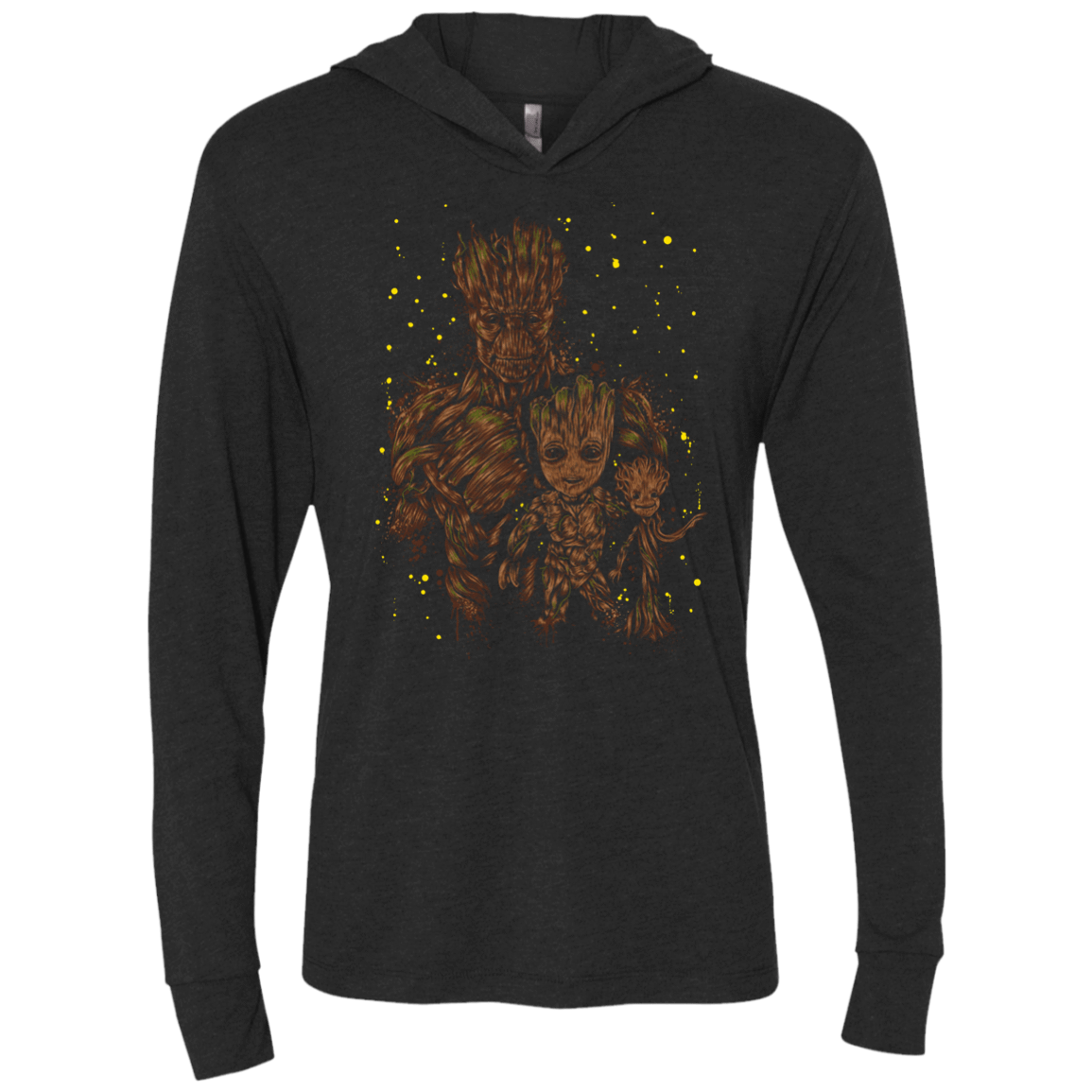 T-Shirts Vintage Black / X-Small The evolution of Groot Triblend Long Sleeve Hoodie Tee