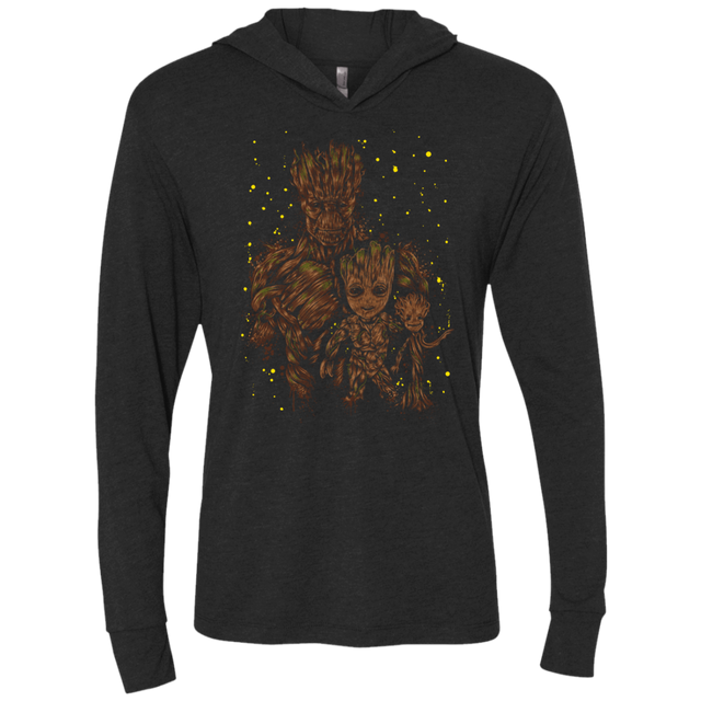 T-Shirts Vintage Black / X-Small The evolution of Groot Triblend Long Sleeve Hoodie Tee