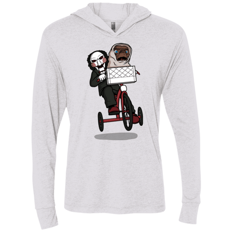T-Shirts Heather White / X-Small The Extra Terrifying Triblend Long Sleeve Hoodie Tee
