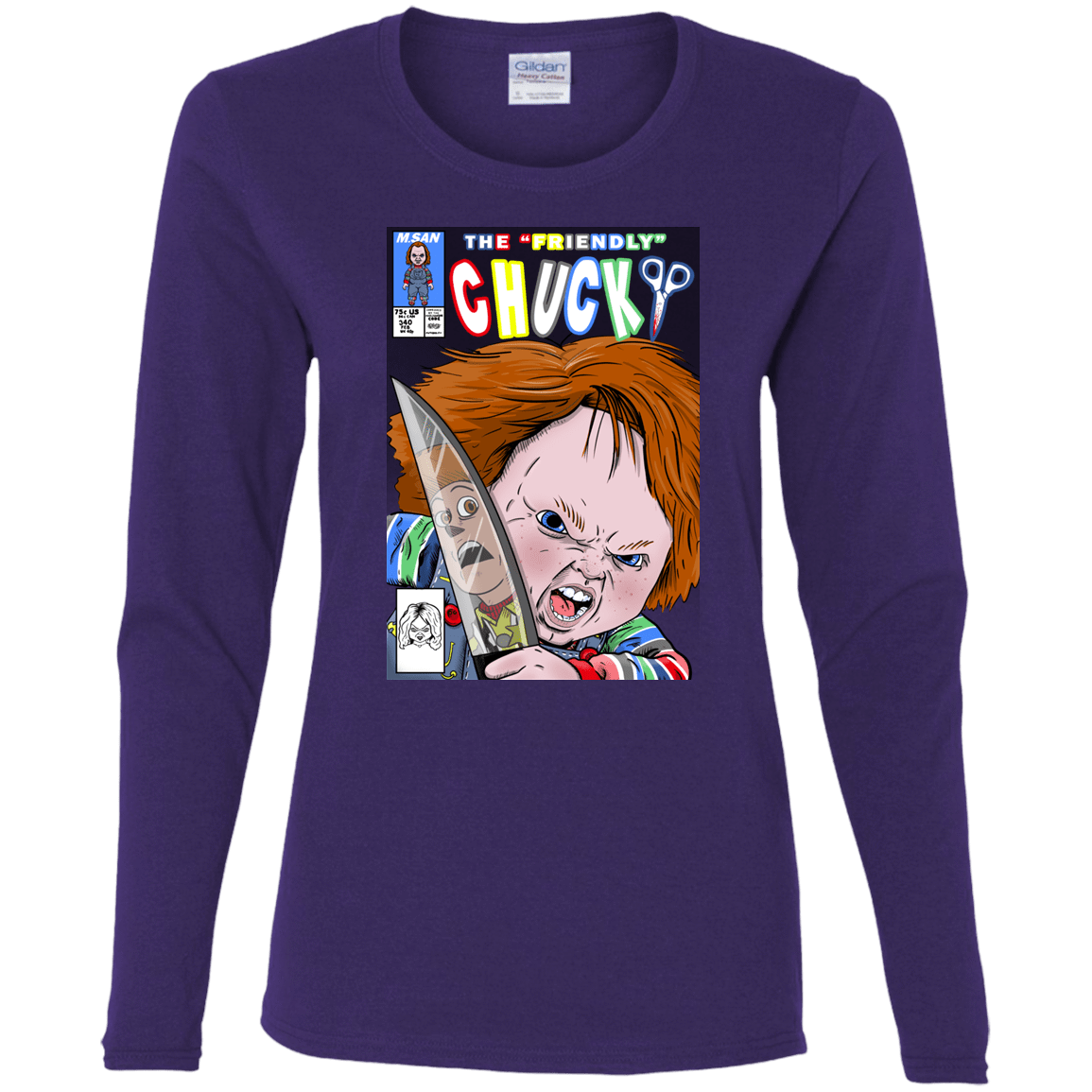 The Friendly Chucky Women s Long Sleeve T Shirt Pop Up Tee