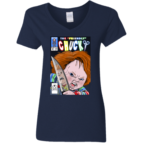 T-Shirts Navy / S The Friendly Chucky Women's V-Neck T-Shirt