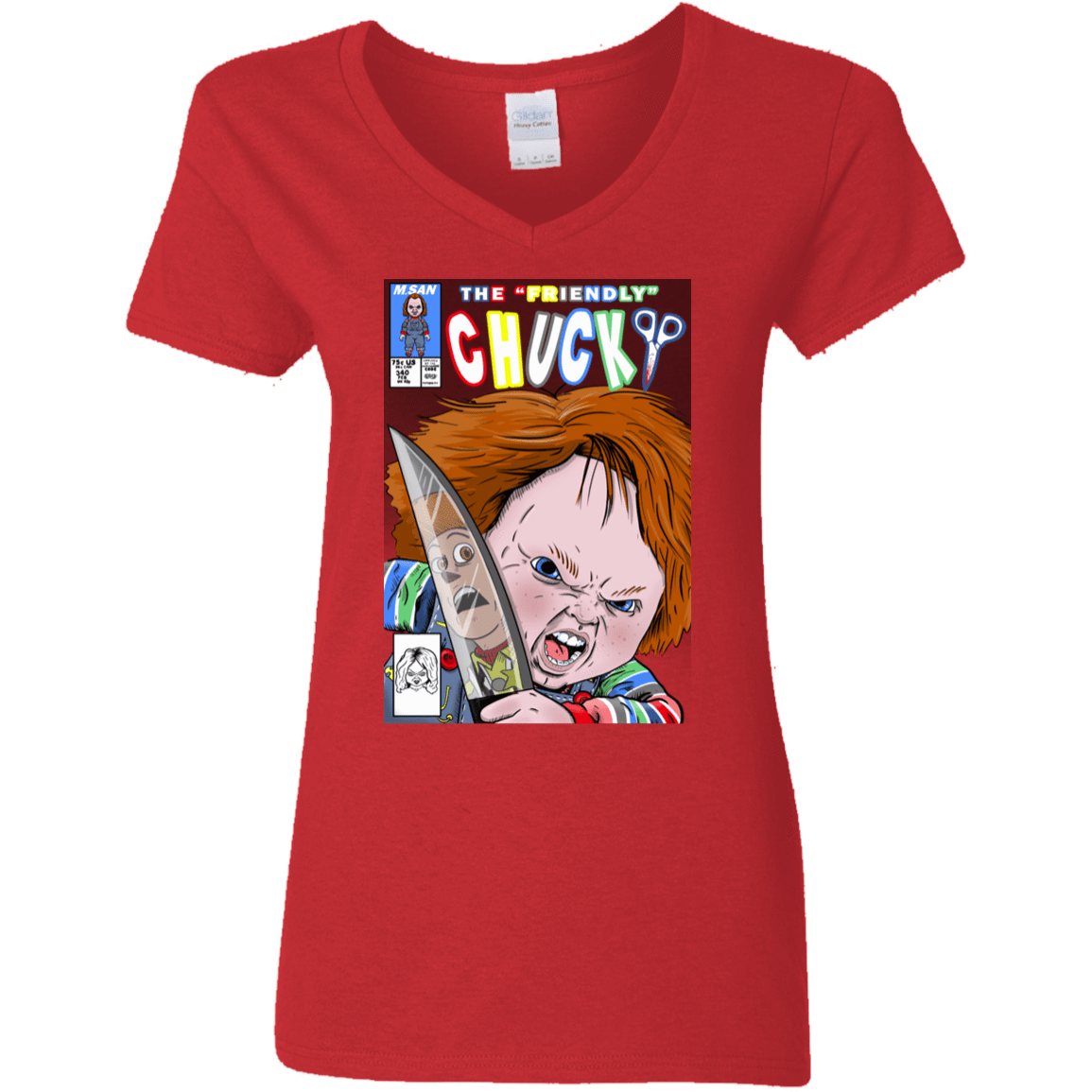 T-Shirts Red / S The Friendly Chucky Women's V-Neck T-Shirt