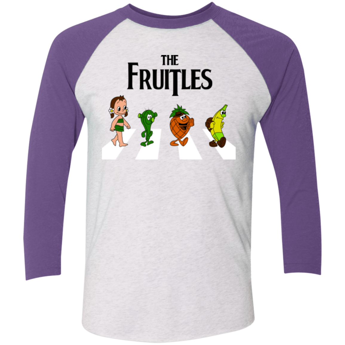 T-Shirts Heather White/Purple Rush / X-Small The Fruitles Men's Triblend 3/4 Sleeve
