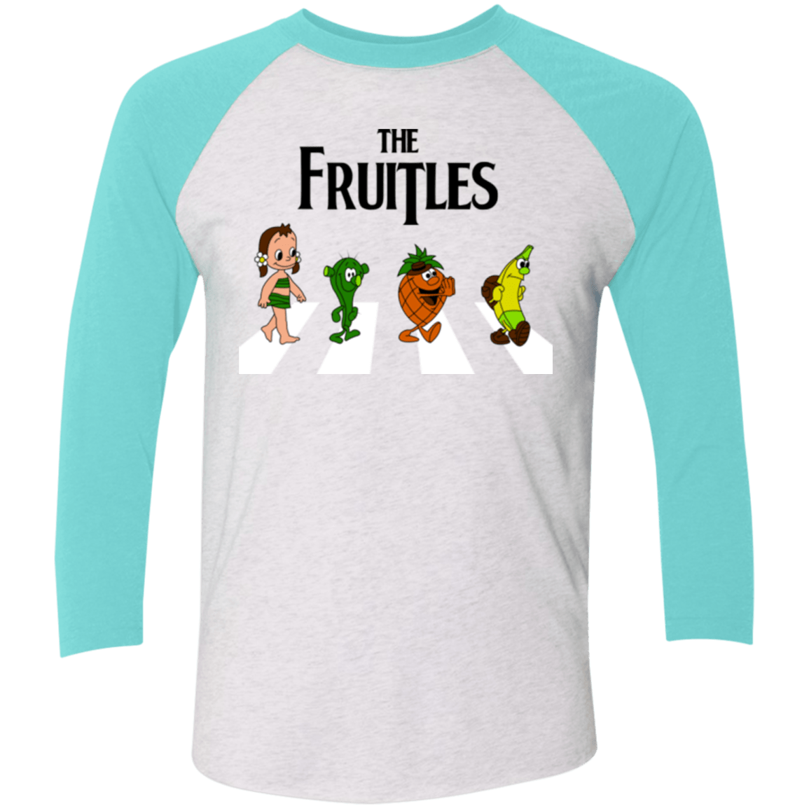 T-Shirts Heather White/Tahiti Blue / X-Small The Fruitles Men's Triblend 3/4 Sleeve