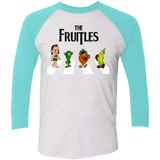 T-Shirts Heather White/Tahiti Blue / X-Small The Fruitles Men's Triblend 3/4 Sleeve