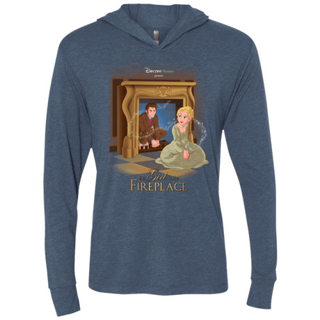 T-Shirts Indigo / X-Small The Girl In The Fireplace Triblend Long Sleeve Hoodie Tee