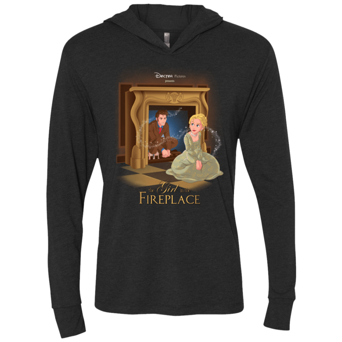 T-Shirts Vintage Black / X-Small The Girl In The Fireplace Triblend Long Sleeve Hoodie Tee