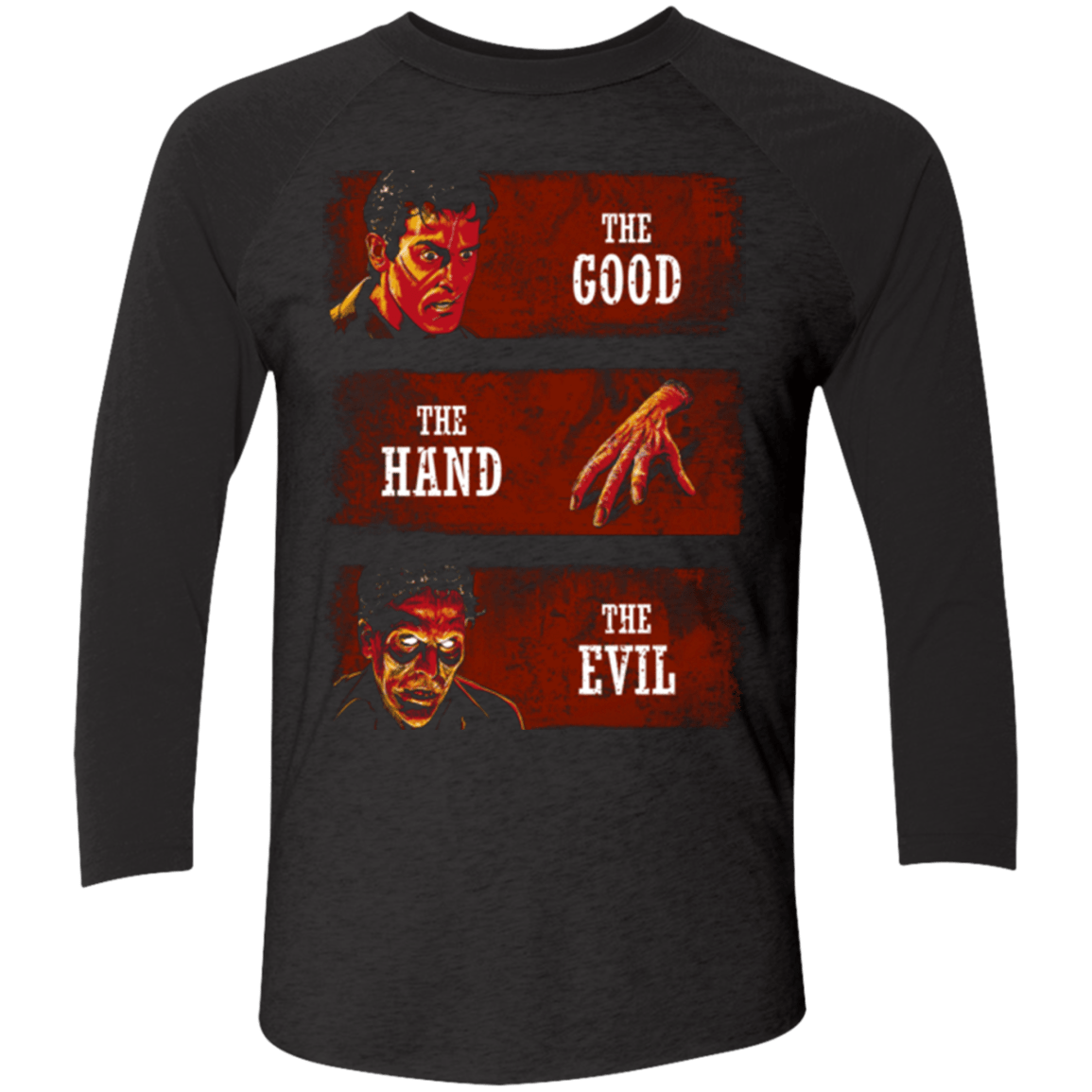 T-Shirts Vintage Black/Vintage Black / X-Small The Good the Hand and the Evil Men's Triblend 3/4 Sleeve