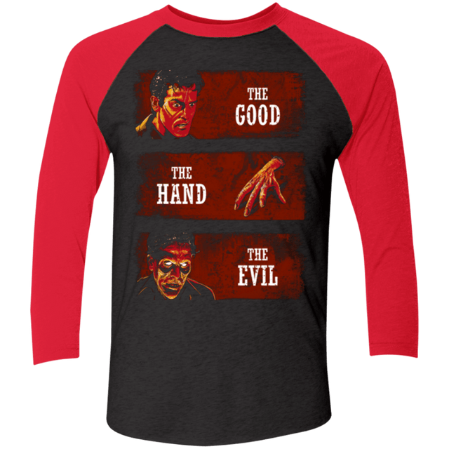 T-Shirts Vintage Black/Vintage Red / X-Small The Good the Hand and the Evil Men's Triblend 3/4 Sleeve