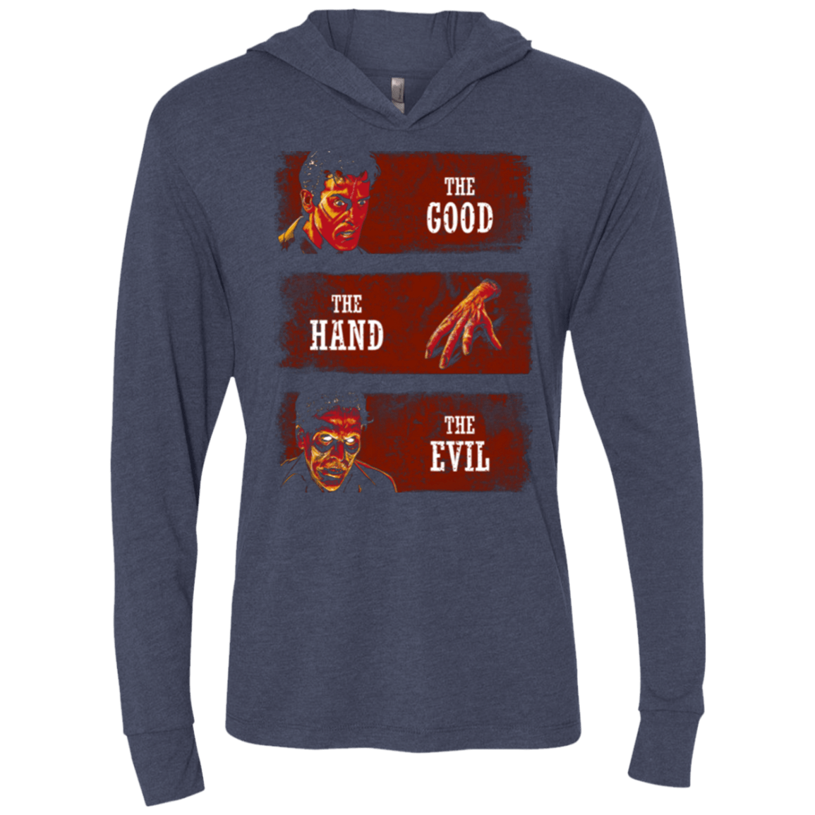 T-Shirts Vintage Navy / X-Small The Good the Hand and the Evil Triblend Long Sleeve Hoodie Tee