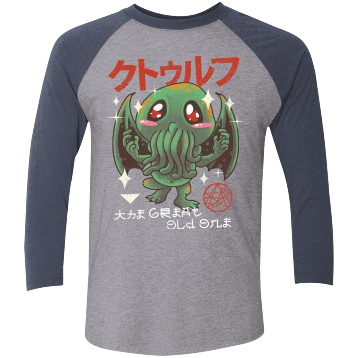 T-Shirts Premium Heather/ Vintage Navy / X-Small The Great Old Kawaii Men's Triblend 3/4 Sleeve
