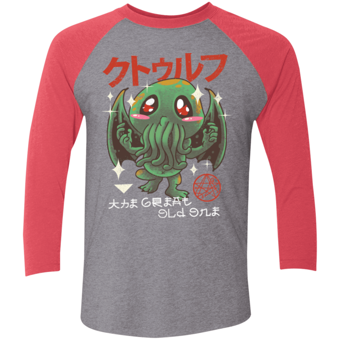T-Shirts Premium Heather/ Vintage Red / X-Small The Great Old Kawaii Men's Triblend 3/4 Sleeve